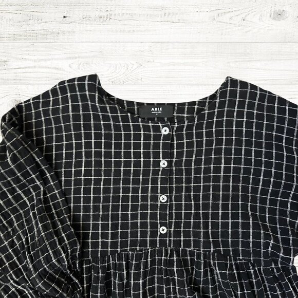 Able Nico swing dress black grid Size Medium Comfycore - Picture 3 of 3